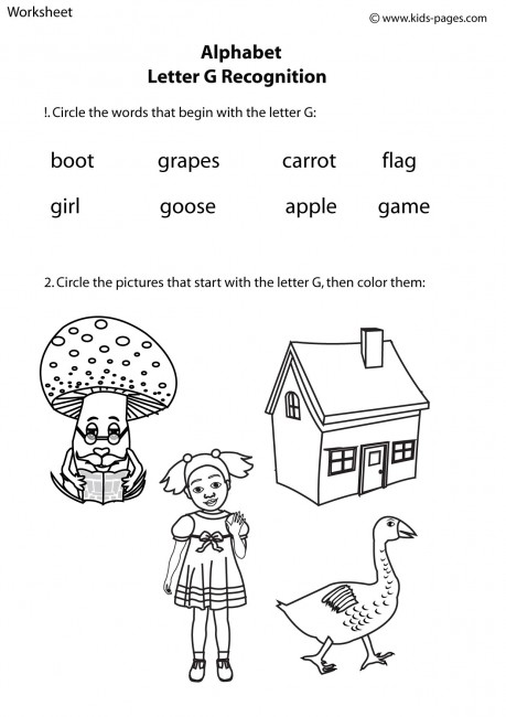 Letter G Recognition Worksheet