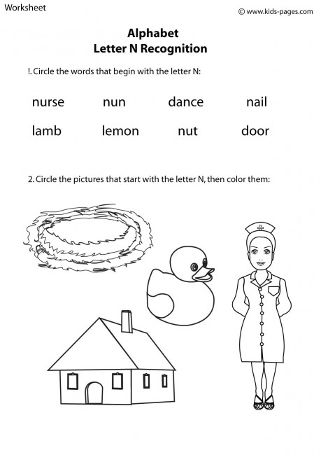 Letter N Recognition Worksheet