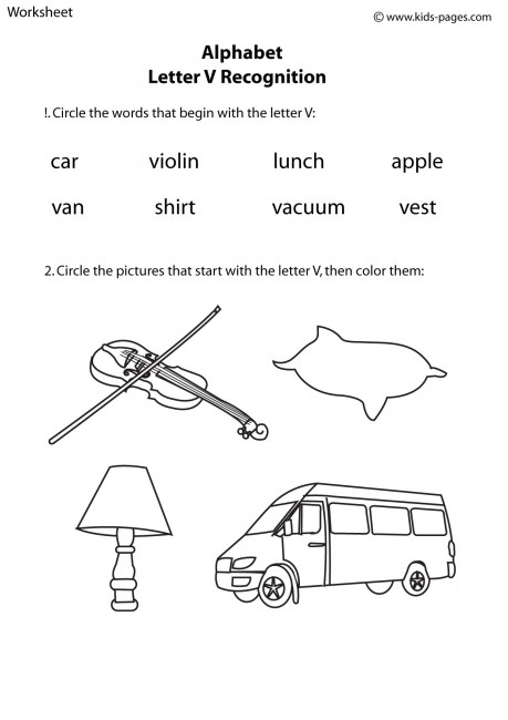 Letter V Recognition Worksheet