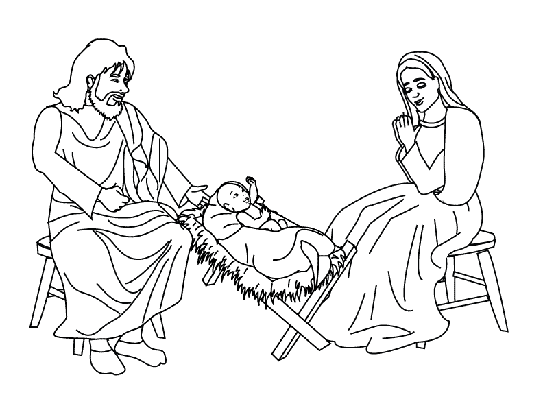 Coloring Pages - Mary, Joseph and Jesus