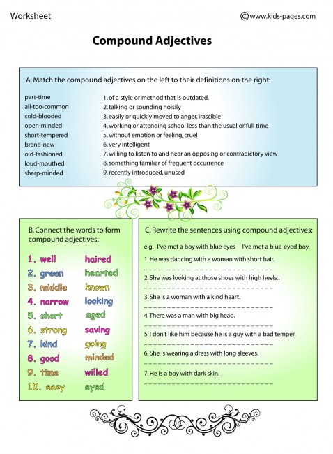 Compound Adjectives Worksheet