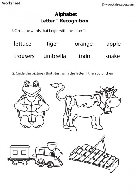 Letter T Recognition Worksheet