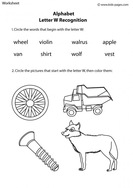 Letter W Recognition Worksheet