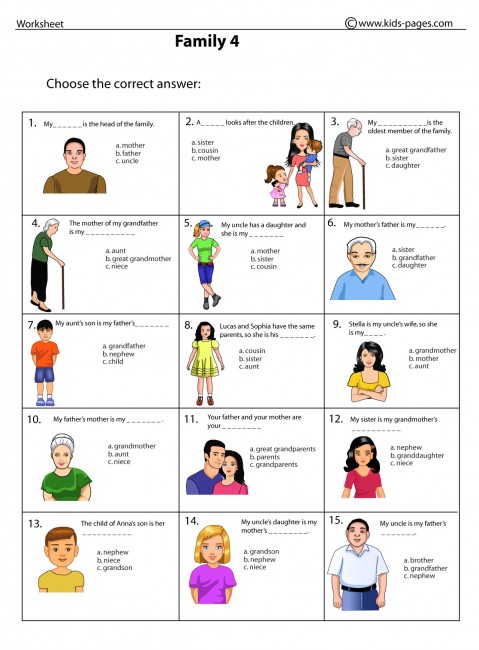 Types Of Family Worksheet