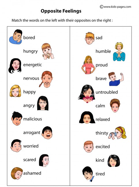 Opposite Feelings Worksheet