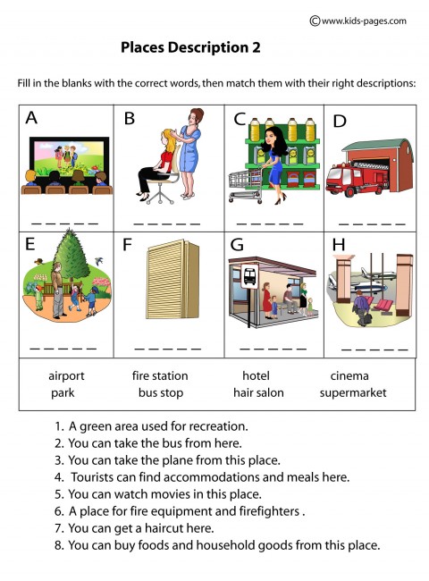 preschoolers worksheets for occupation worksheet Descriptions Places 2